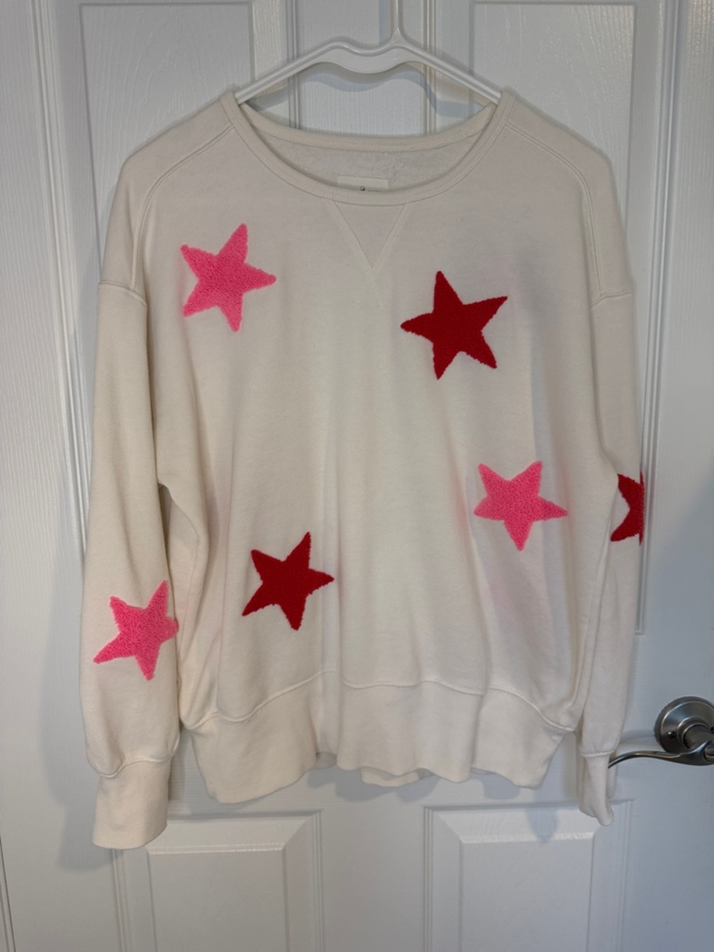 Lou & Grey Star Sweatshirt Women’s Size XS White Red Pink Cozy Lounge Y2K Casual - Picture 4 of 6